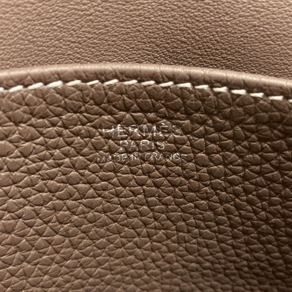 Hermes Halzan 25 Etoupe Silver Handbag Taurillon — view 6