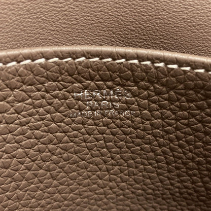 Hermes Halzan 25 Etoupe Silver Handbag Taurillon — view 6