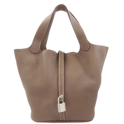 Hermes Picotin Lock Etoupe Silver Handbag Taurillon