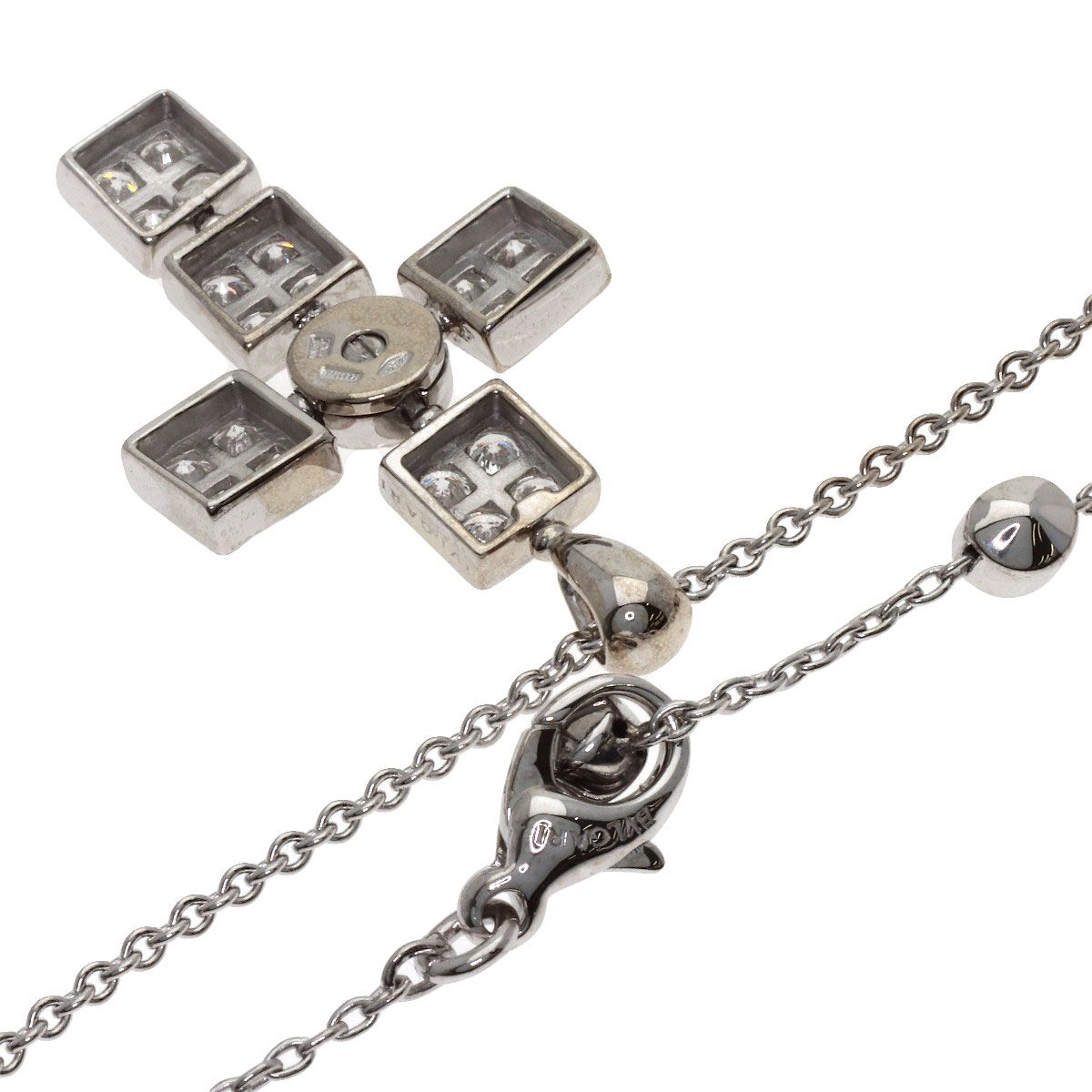 Bvlgari Lucia Latin Cross Diamond Necklace 18k White Gold — view 2