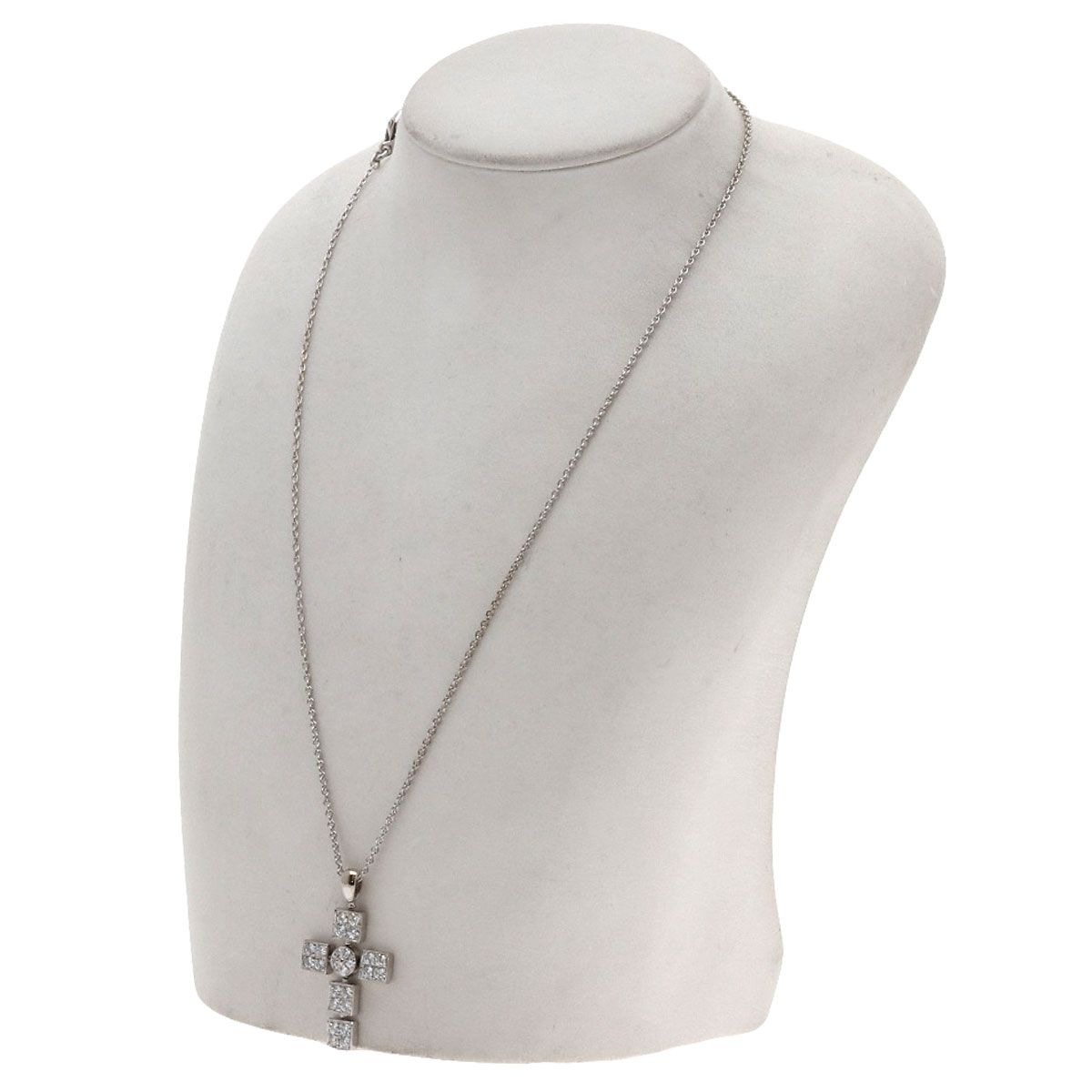 Bvlgari Lucia Latin Cross Diamond Necklace 18k White Gold — view 4