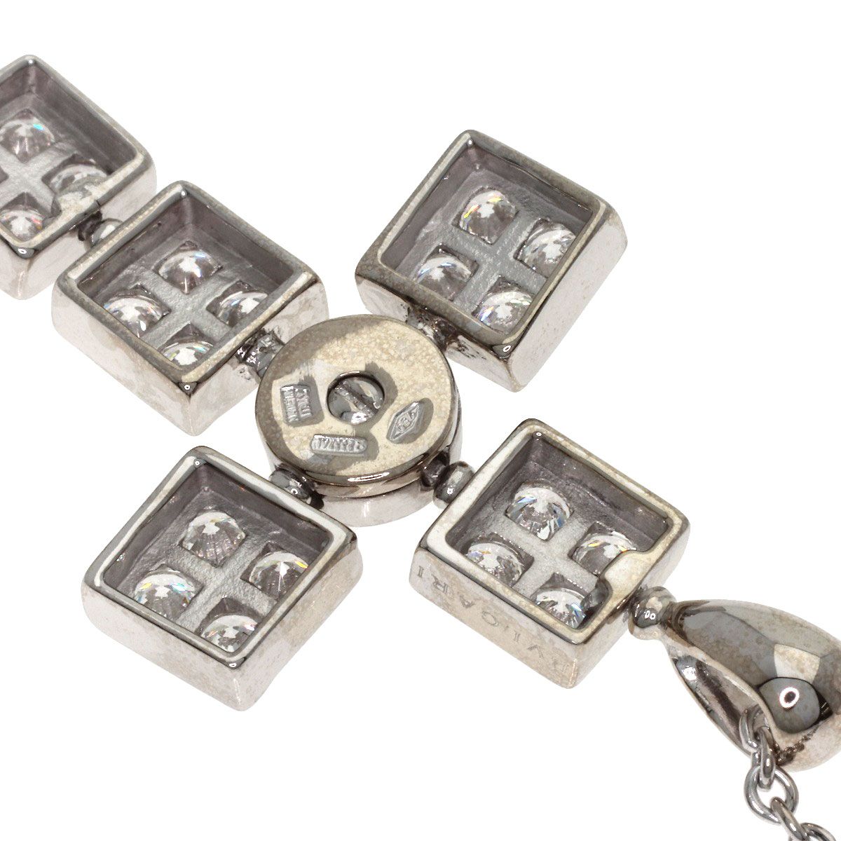 Bvlgari Lucia Latin Cross Diamond Necklace 18k White Gold — view 8