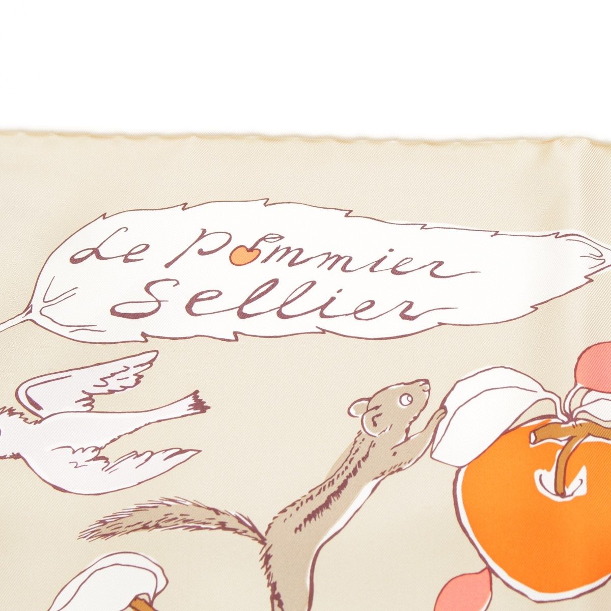 Hermes Carre 90 le Pommier Sellier le Series Silk Scarf Horse Apple Animal Beige — view 7