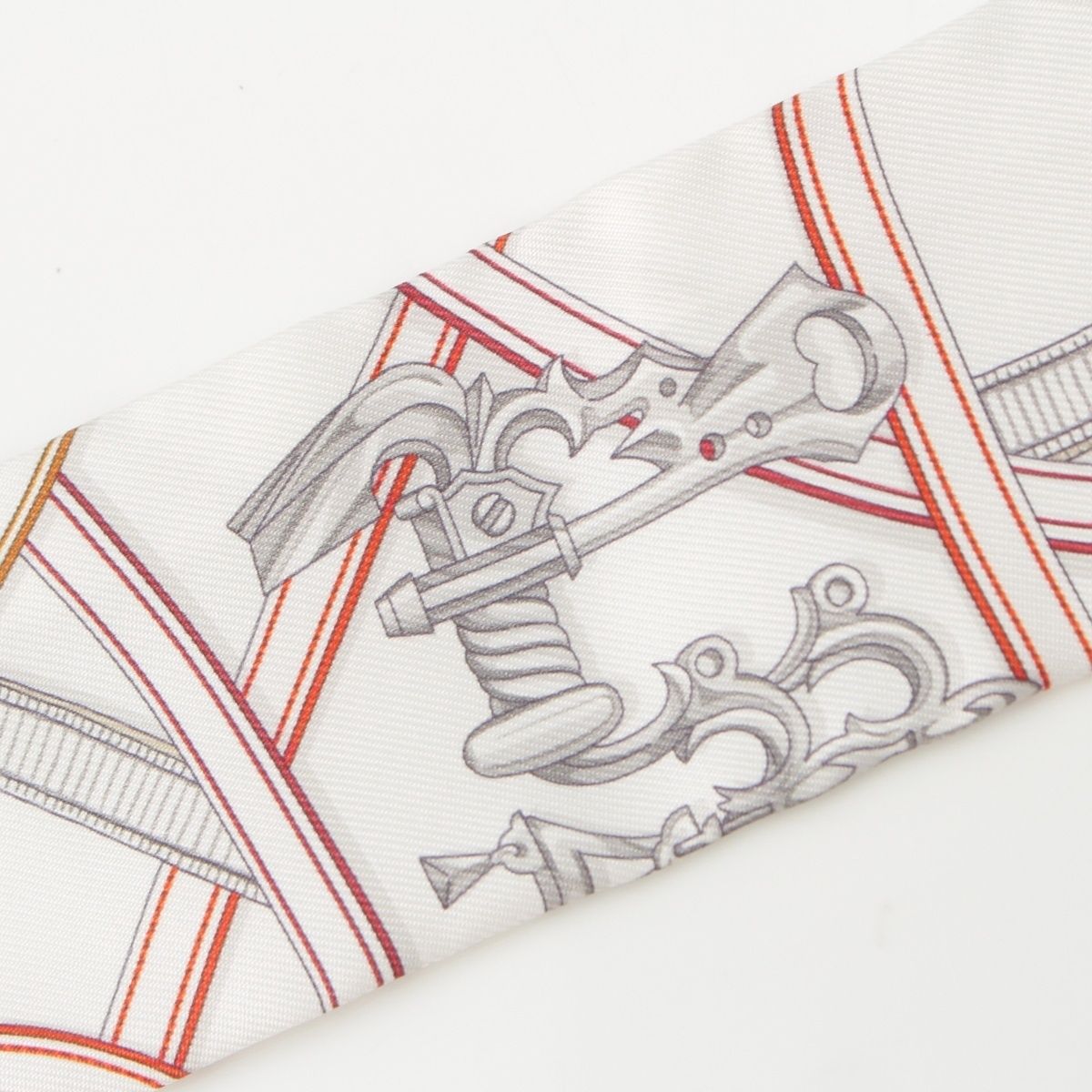 Hermes Twill Silk Harnais Legendaire Legendary Harness Scarf White — view 6