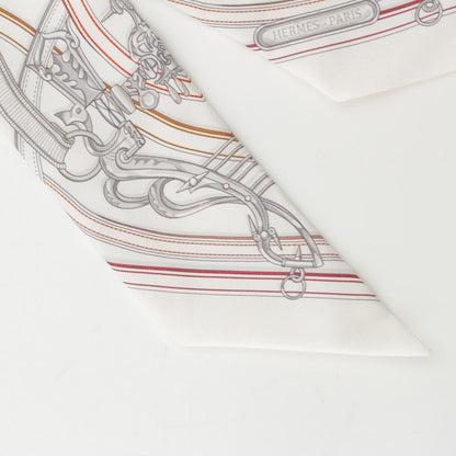 Hermes Twill Silk Harnais Legendaire Legendary Harness Scarf White — view 4
