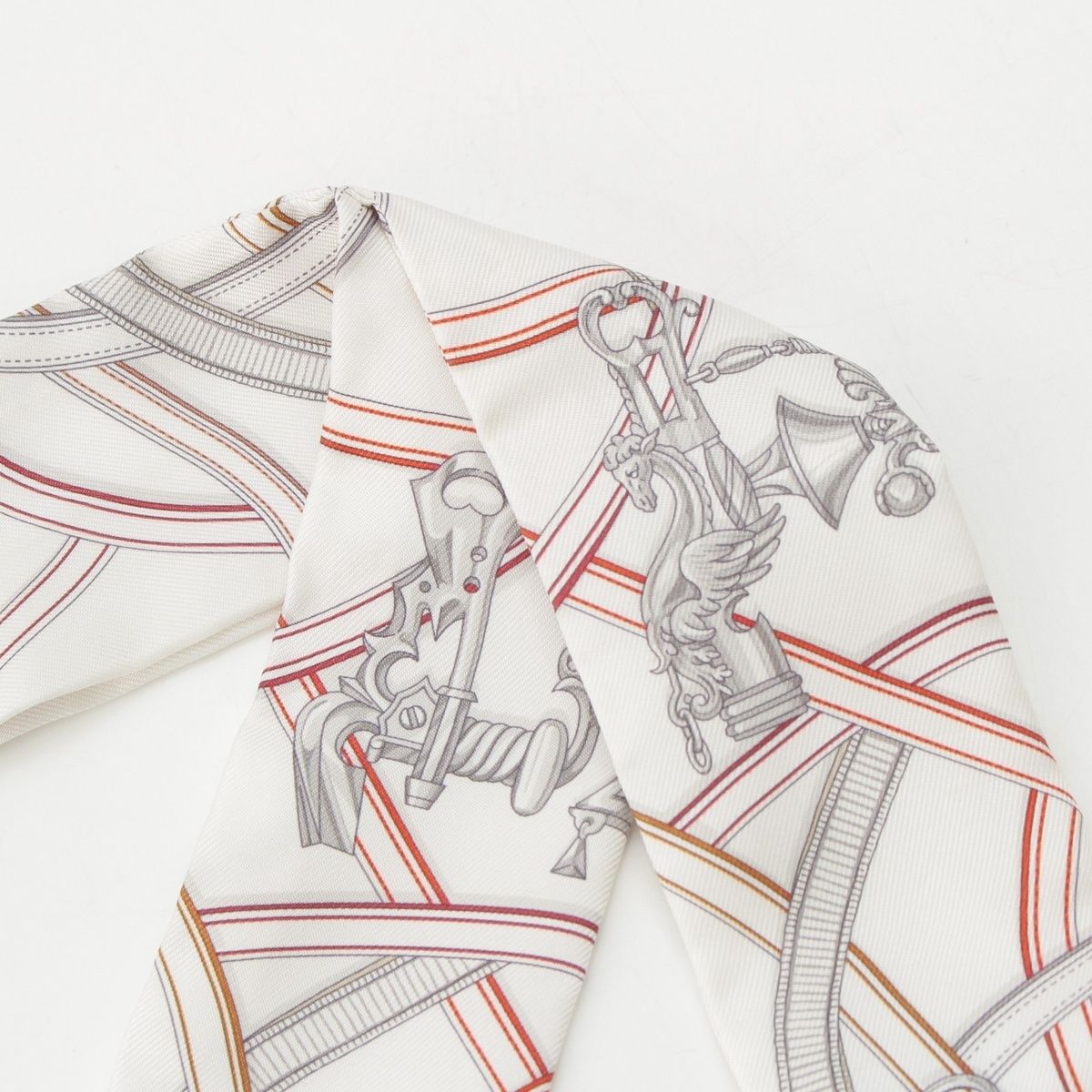 Hermes Twill Silk Harnais Legendaire Legendary Harness Scarf White — view 2