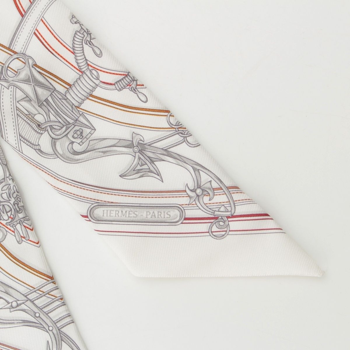 Hermes Twill Silk Harnais Legendaire Legendary Harness Scarf White — view 3