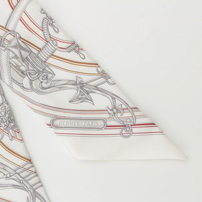 Hermes Twill Silk Harnais Legendaire Legendary Harness Scarf White — view 3
