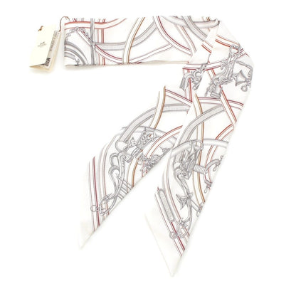 Hermes Twill Silk Harnais Legendaire Legendary Harness Scarf White
