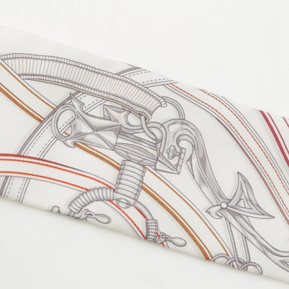 Hermes Twill Silk Harnais Legendaire Legendary Harness Scarf White — view 7