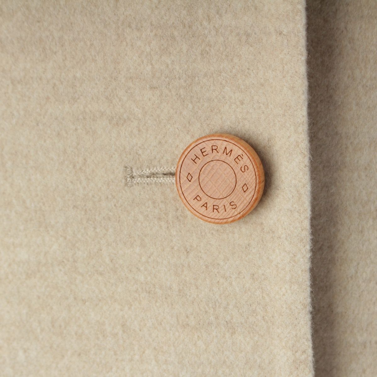 Hermes Cashmere Tailored Jacket Logo Button Solded Ivory 38 — view 7