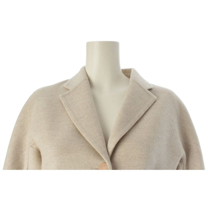 Hermes Cashmere Tailored Jacket Logo Button Solded Ivory 38 — view 5