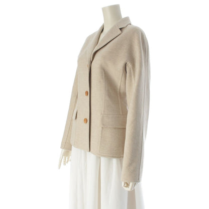 Hermes Cashmere Tailored Jacket Logo Button Solded Ivory 38 — view 2