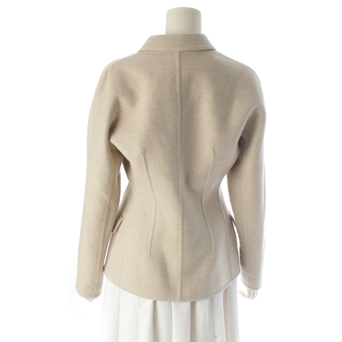 Hermes Cashmere Tailored Jacket Logo Button Solded Ivory 38 — view 4