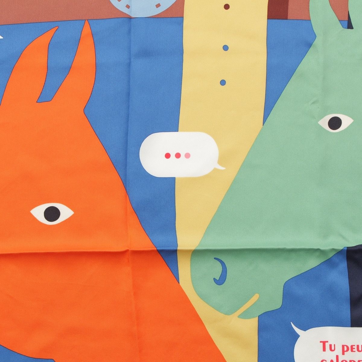 Hermes Carre 70 Silk Is This a Love Story? Scarf Orange Green — view 8