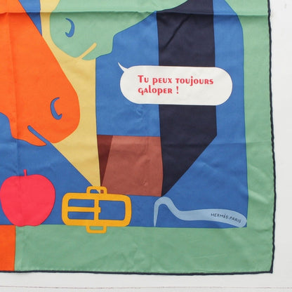 Hermes Carre 70 Silk Is This a Love Story? Scarf Orange Green — view 5