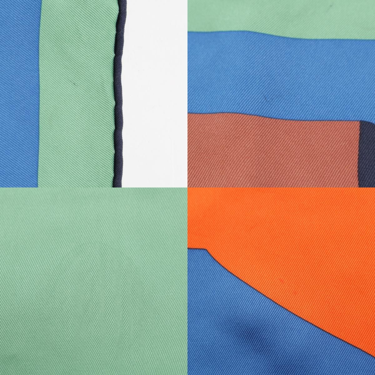Hermes Carre 70 Silk Is This a Love Story? Scarf Orange Green — view 9