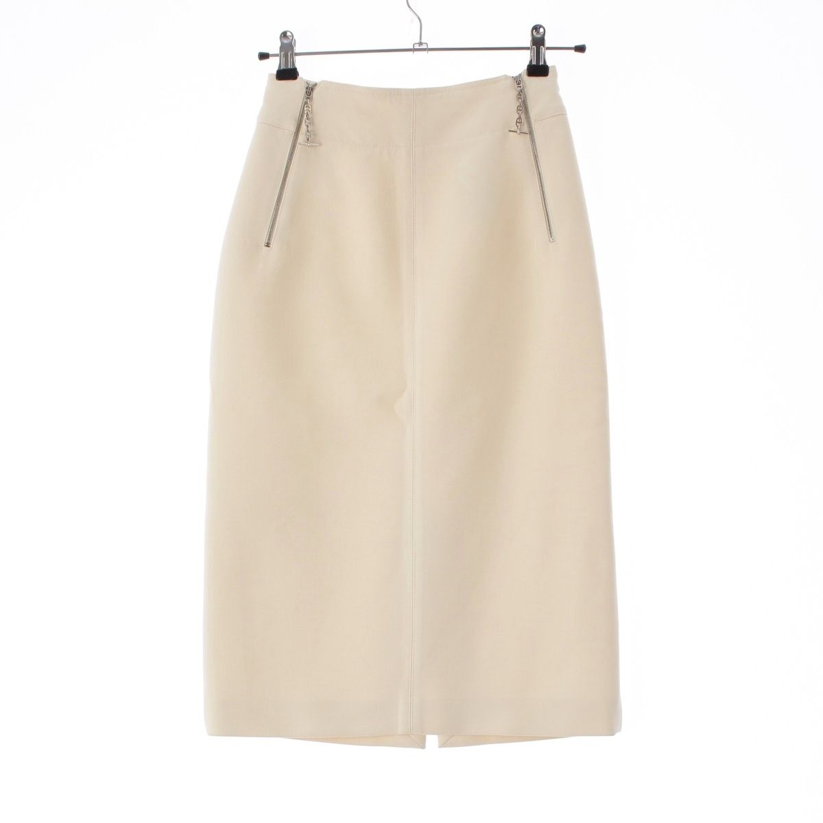 Hermes Wool Chaine D'ancre Zip Tight Skirt Ivory 34