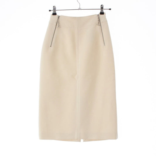 Hermes Wool Chaine D'ancre Zip Tight Skirt Ivory 34