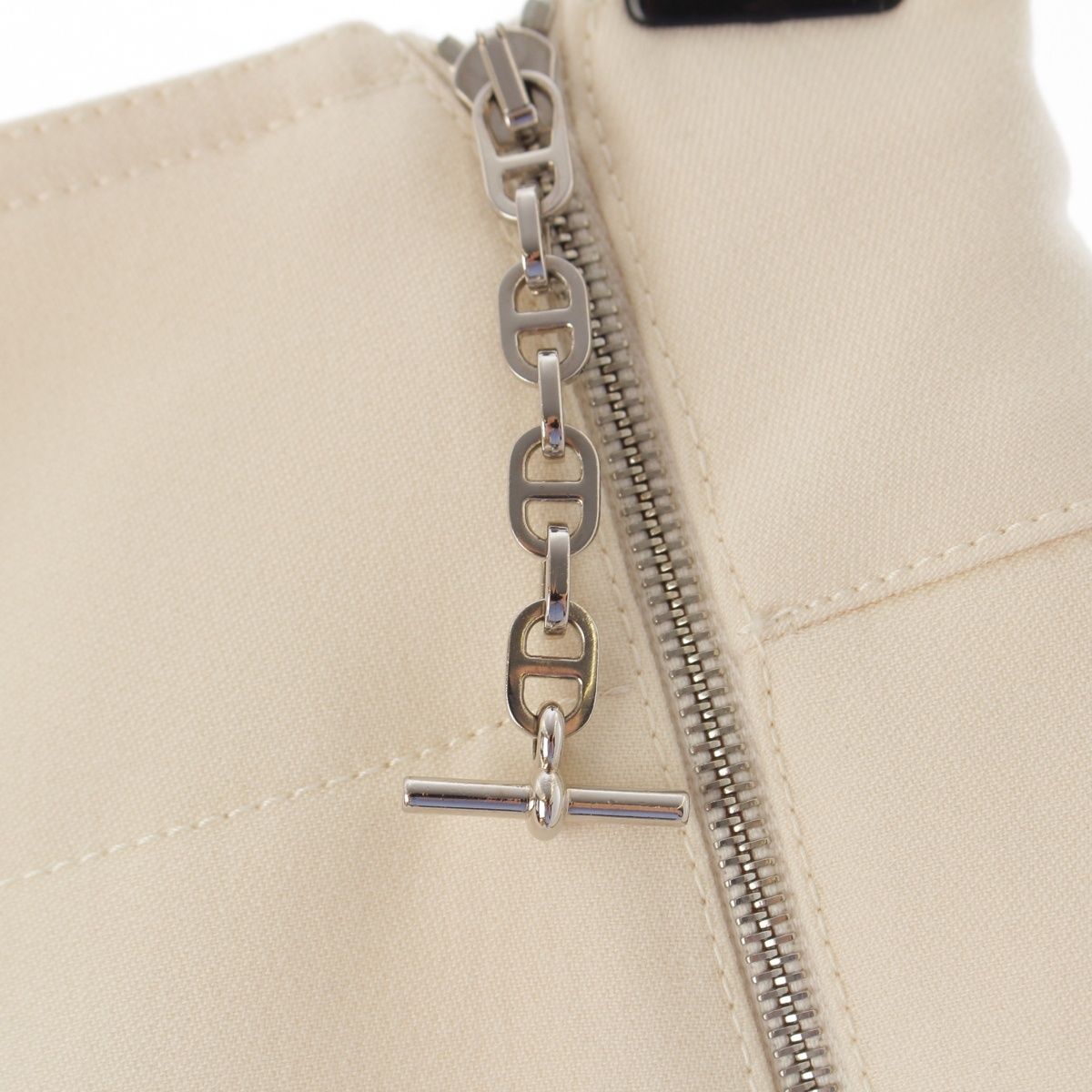 Hermes Wool Chaine D'ancre Zip Tight Skirt Ivory 34 — view 6