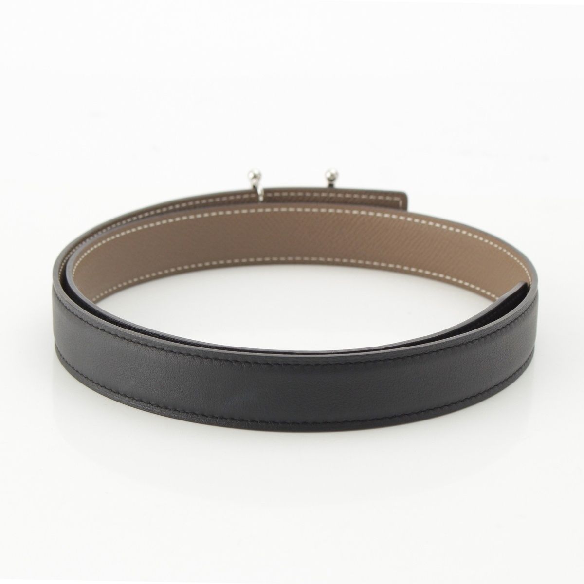 Hermes Molle Leather Reversible Belt Noir Etoupe 75 — view 2