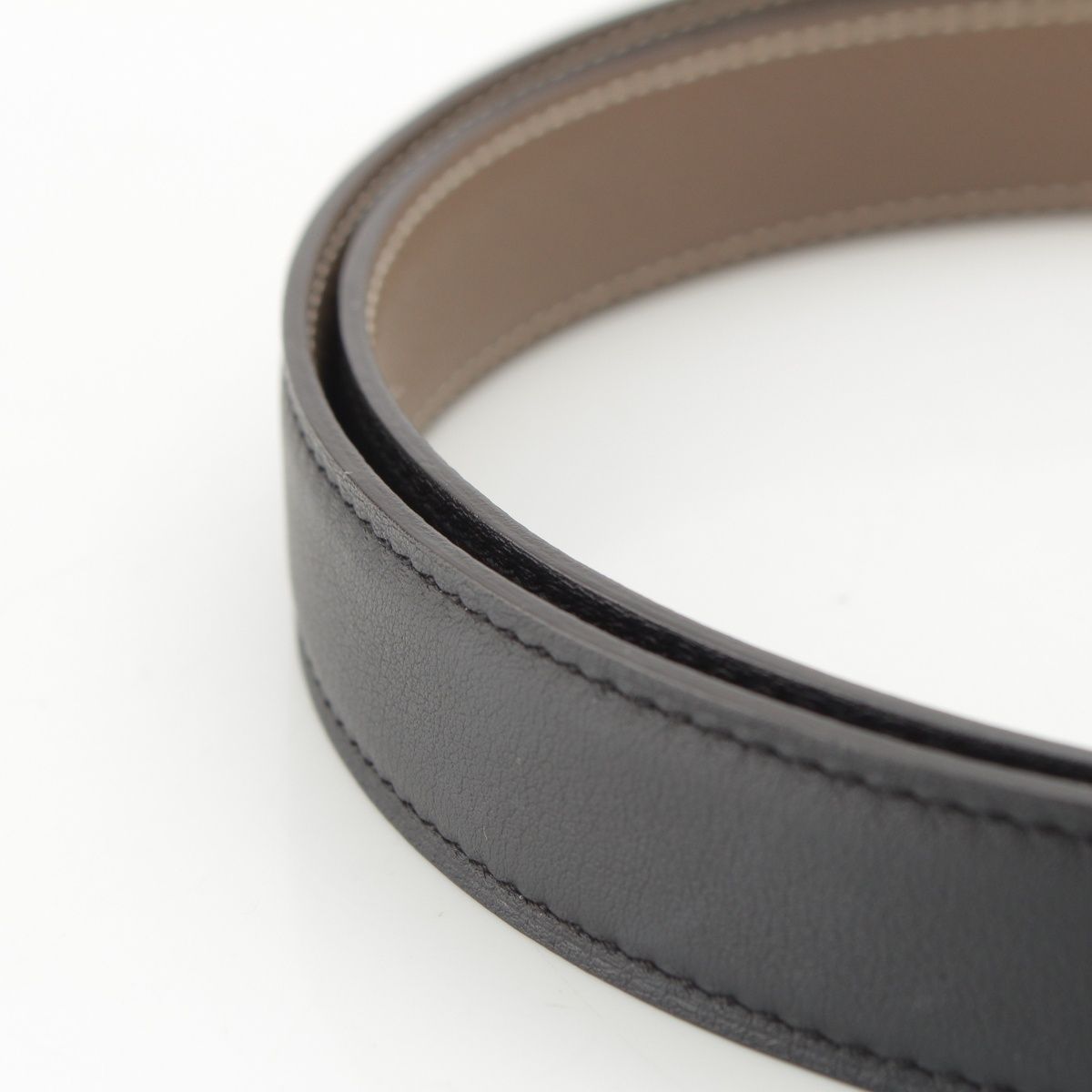 Hermes Molle Leather Reversible Belt Noir Etoupe 75 — view 7