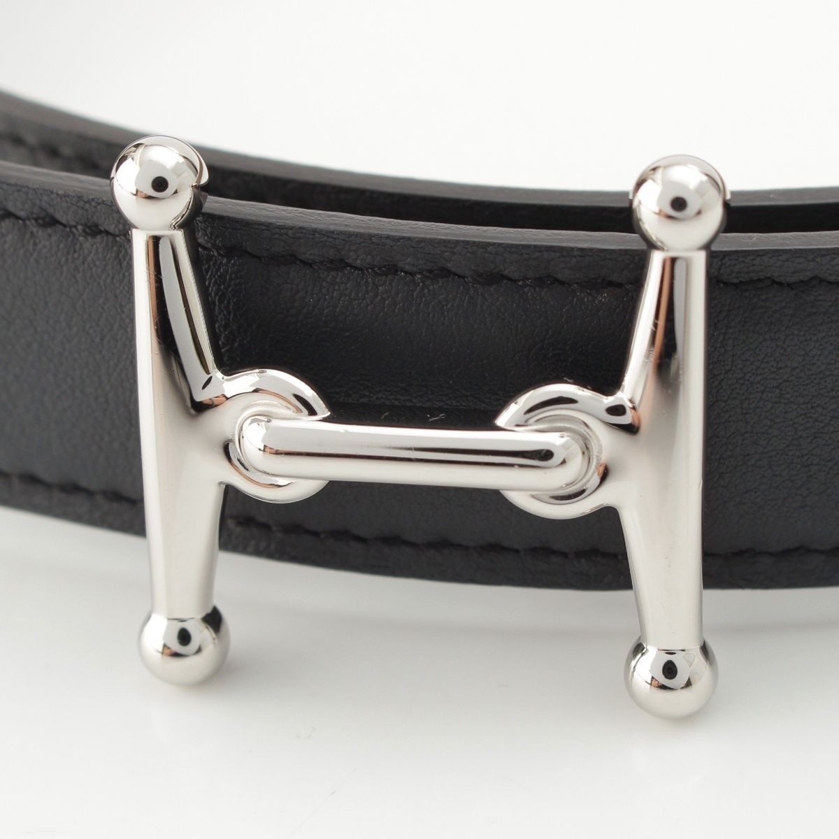 Hermes Molle Leather Reversible Belt Noir Etoupe 75 — view 3