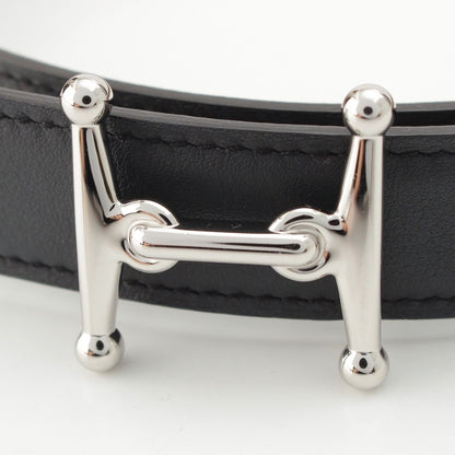 Hermes Molle Leather Reversible Belt Noir Etoupe 75 — view 3