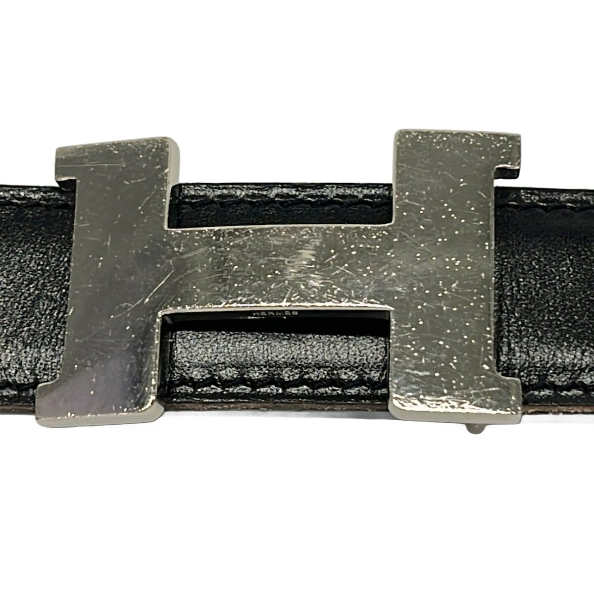 Hermes Belt 80 Black Blue Jean Silver Reversible — view 3