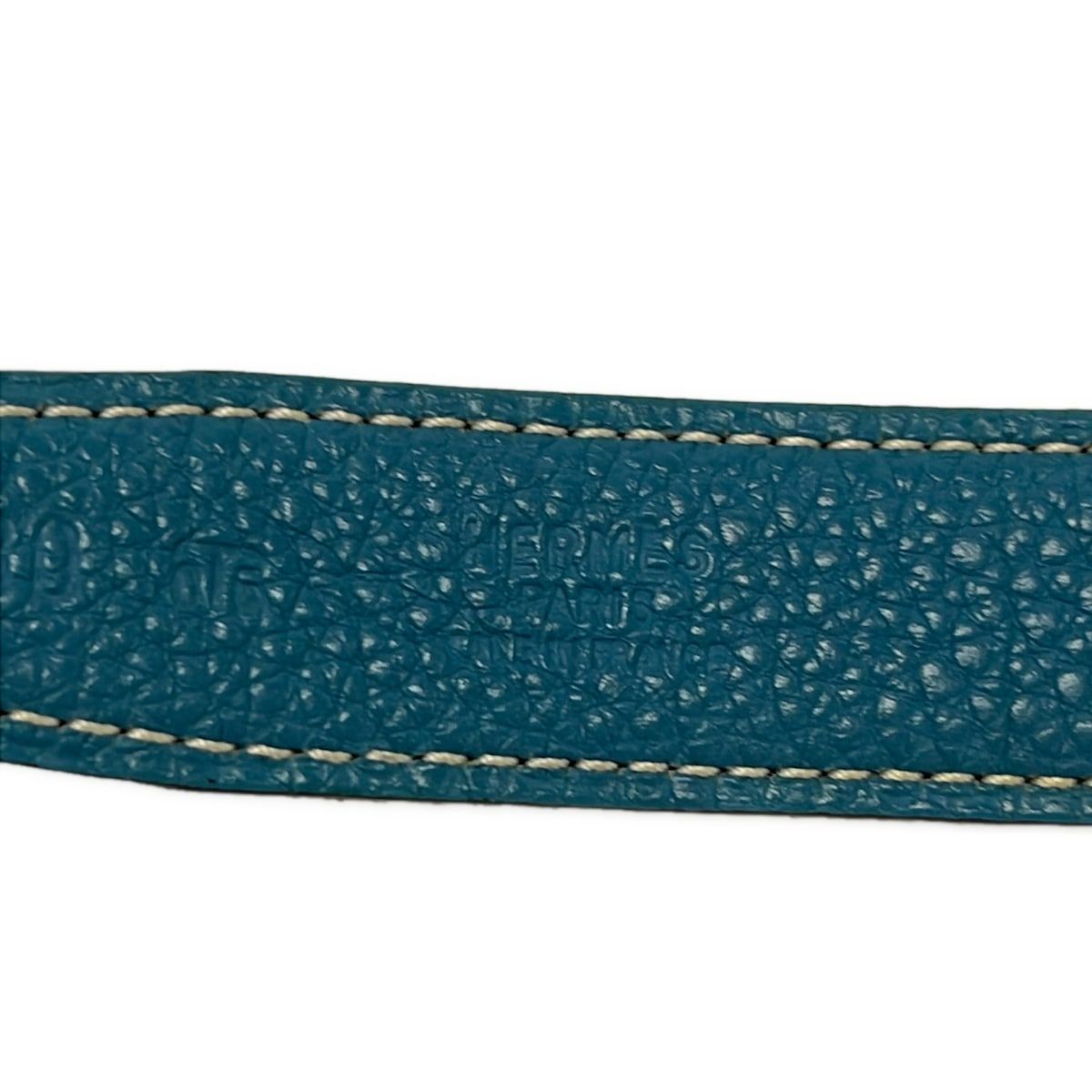 Hermes Belt 80 Black Blue Jean Silver Reversible — view 4