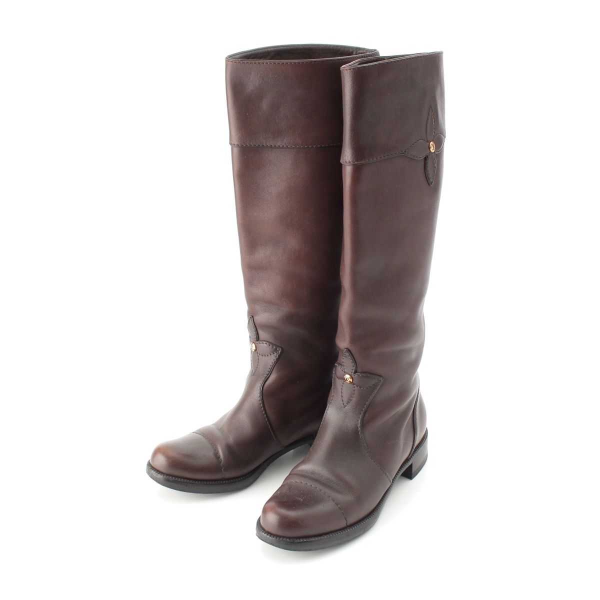 Louis Vuitton Leather Long Boots Brown
