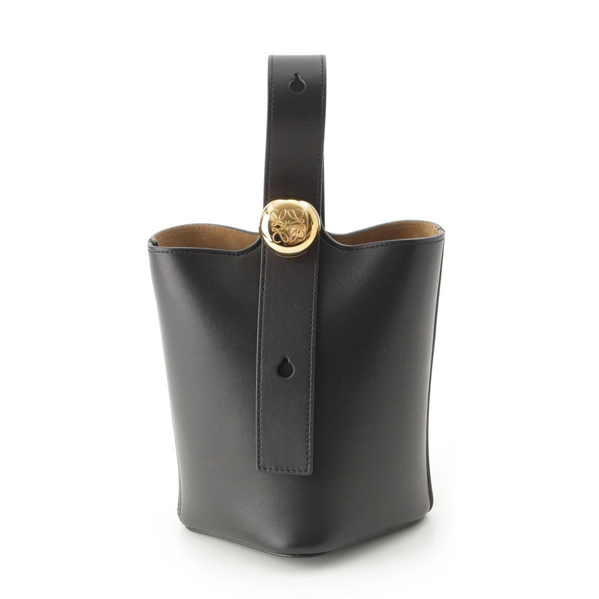 Loewe Pebble Bucket Mini 2-Way Handbag Black Gold