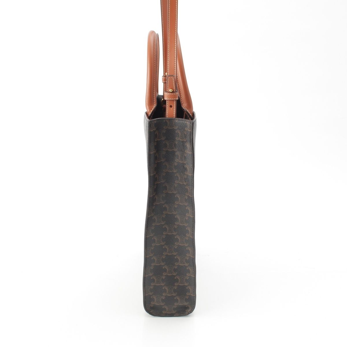 Celine Vertical Cover Small Leather 2-Way Tote Triomphe Tan Brown — view 3
