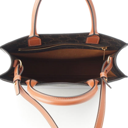 Celine Vertical Cover Small Leather 2-Way Tote Triomphe Tan Brown — view 6