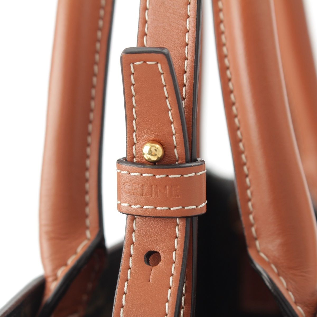 Celine Vertical Cover Small Leather 2-Way Tote Triomphe Tan Brown — view 8