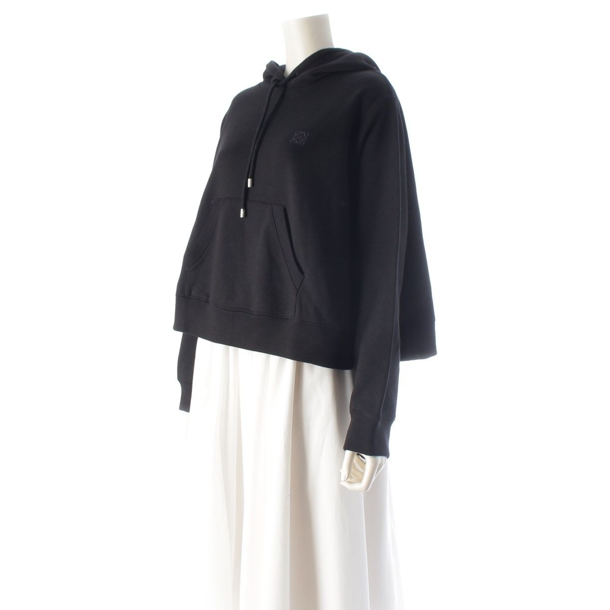 Loewe Anagram Cropped Pullover Hoodie Black — view 2