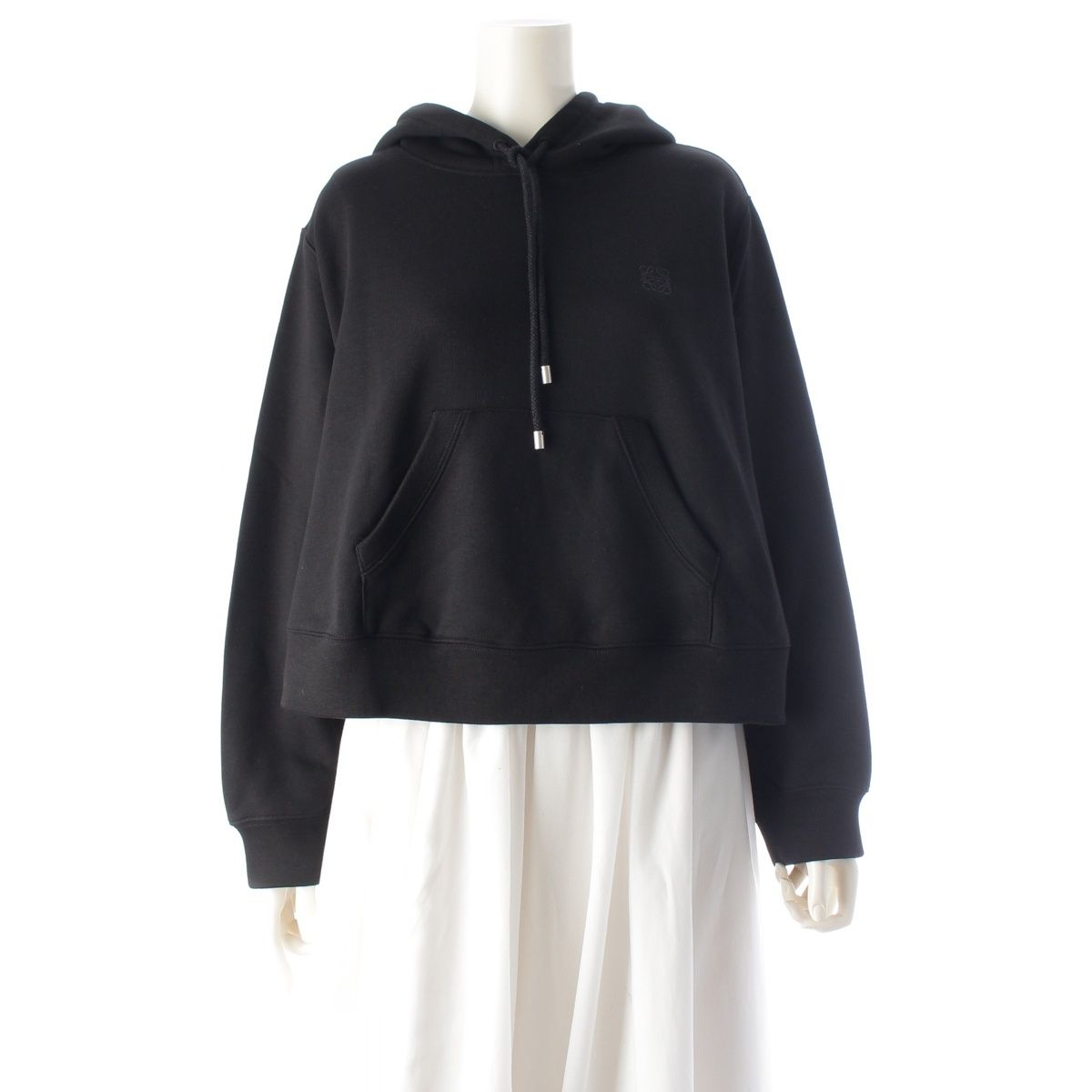 Loewe Anagram Cropped Pullover Hoodie Black