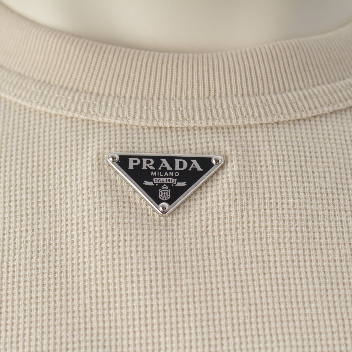 Prada Triangle Plate Logo Waffle Top Beige XL — view 7