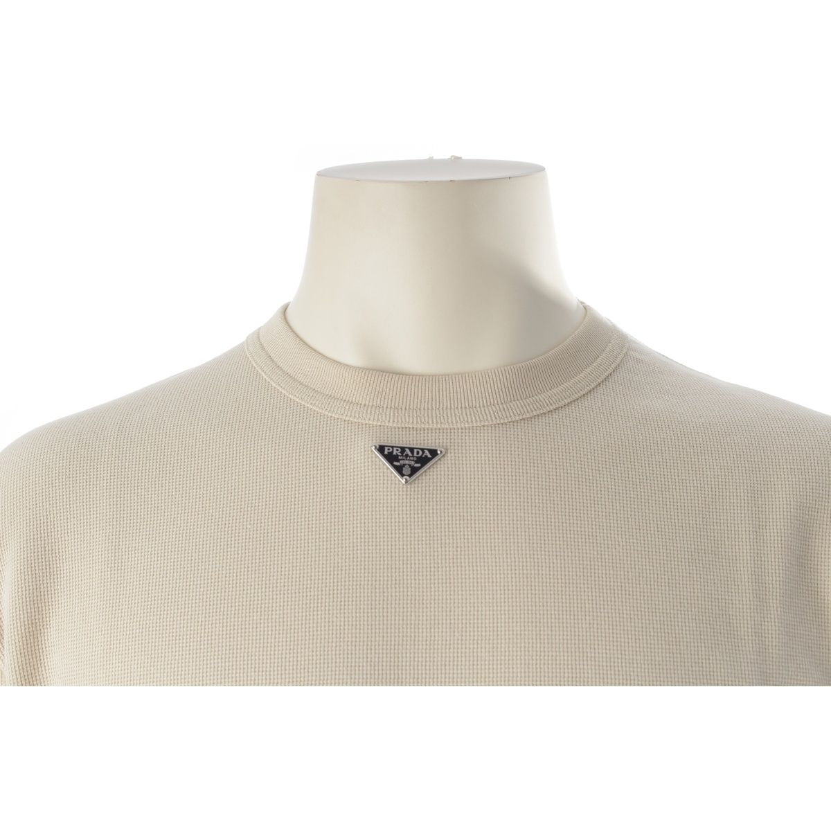 Prada Triangle Plate Logo Waffle Top Beige XL — view 5