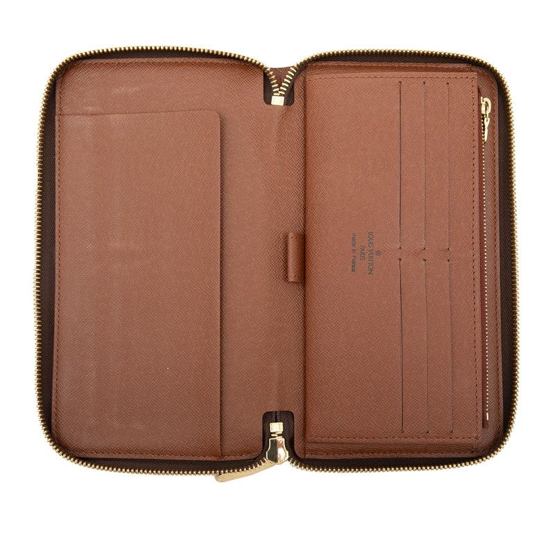 Louis Vuitton Monogram Zippy Organizer Zip Around Wallet Brown Leather — view 4