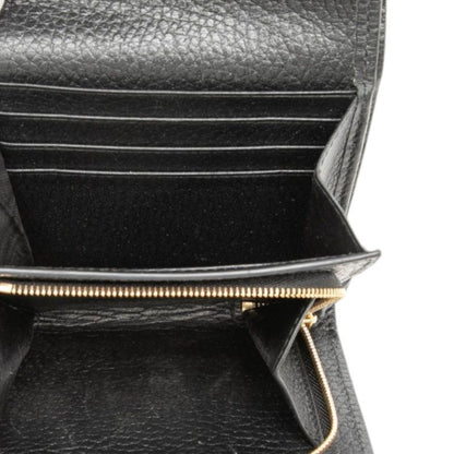 Gucci GG Supreme Marmont Logo L-shaped Zipper Bifold Wallet Beige Black Leather — view 4