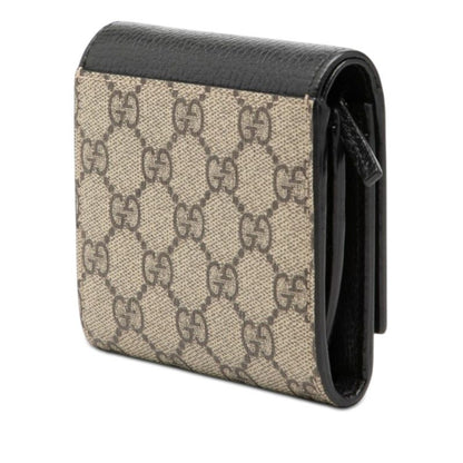 Gucci GG Supreme Marmont Logo L-shaped Zipper Bifold Wallet Beige Black Leather — view 2