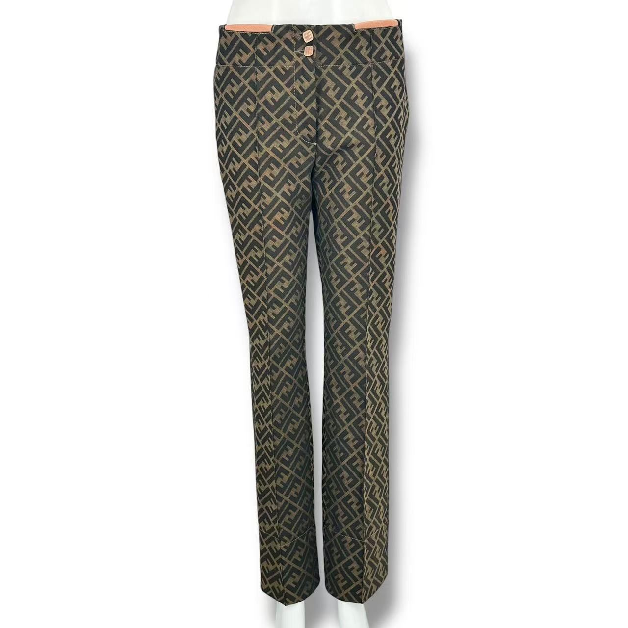 Fendi Pants Zucca Pattern FF Log All Brown 42