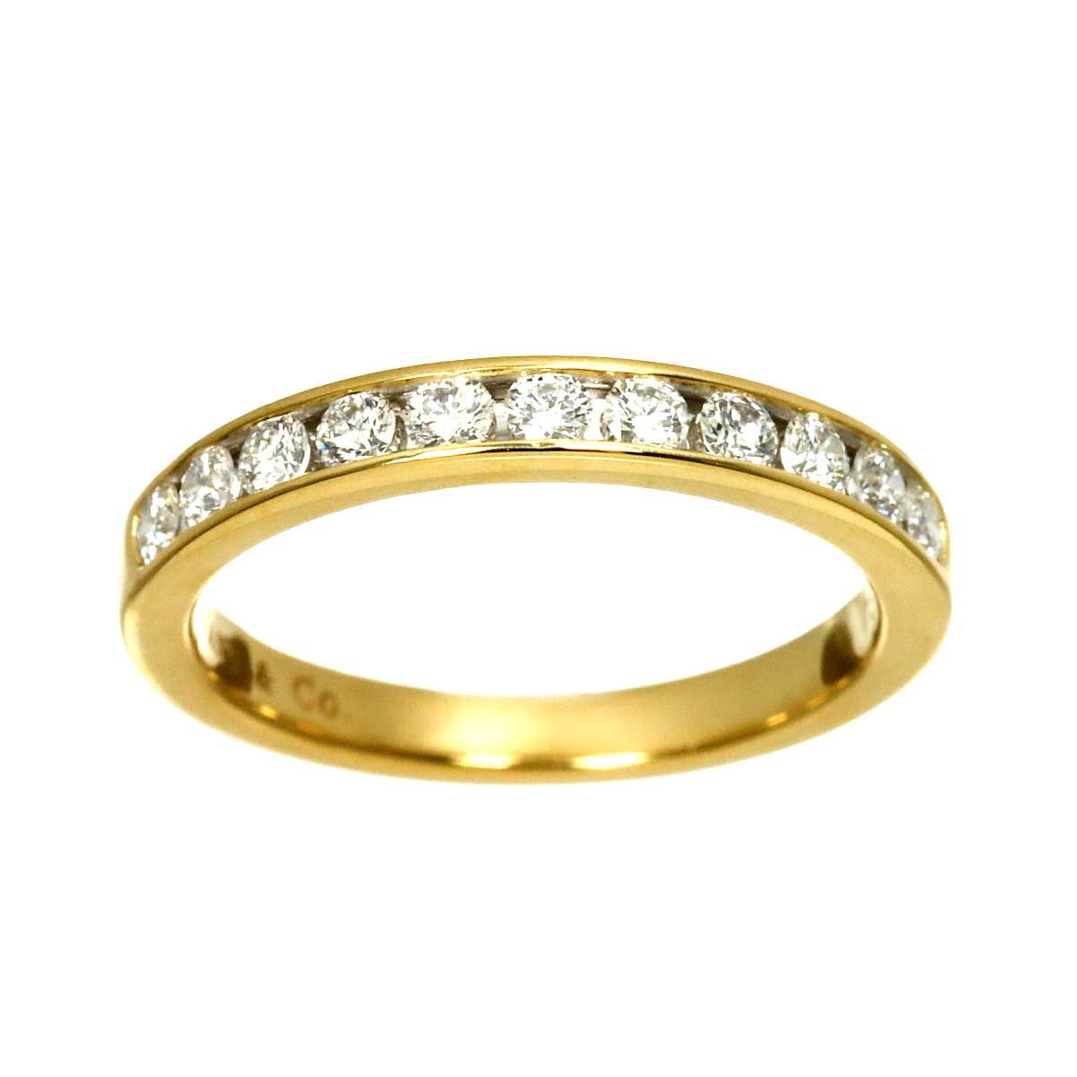 Tiffany & Co Channel Setting Ring Half Diamond 18k YG 750 — view 2