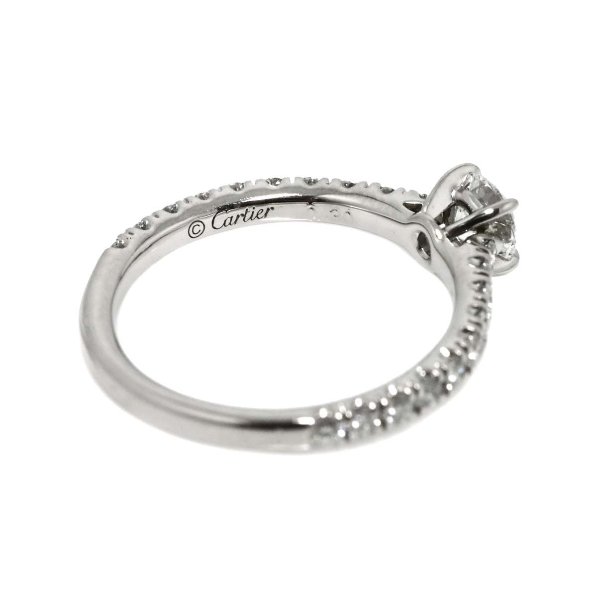 Cartier Etain Cell Half 47 Ring Diamond Pt Platinum Certificate — view 3