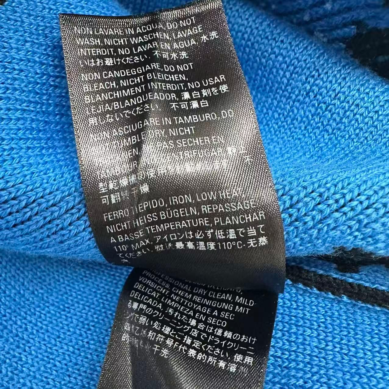 Balenciaga Big Silhouette Long Sleeve Knit Logo All Over Pattern Black Blue — view 6