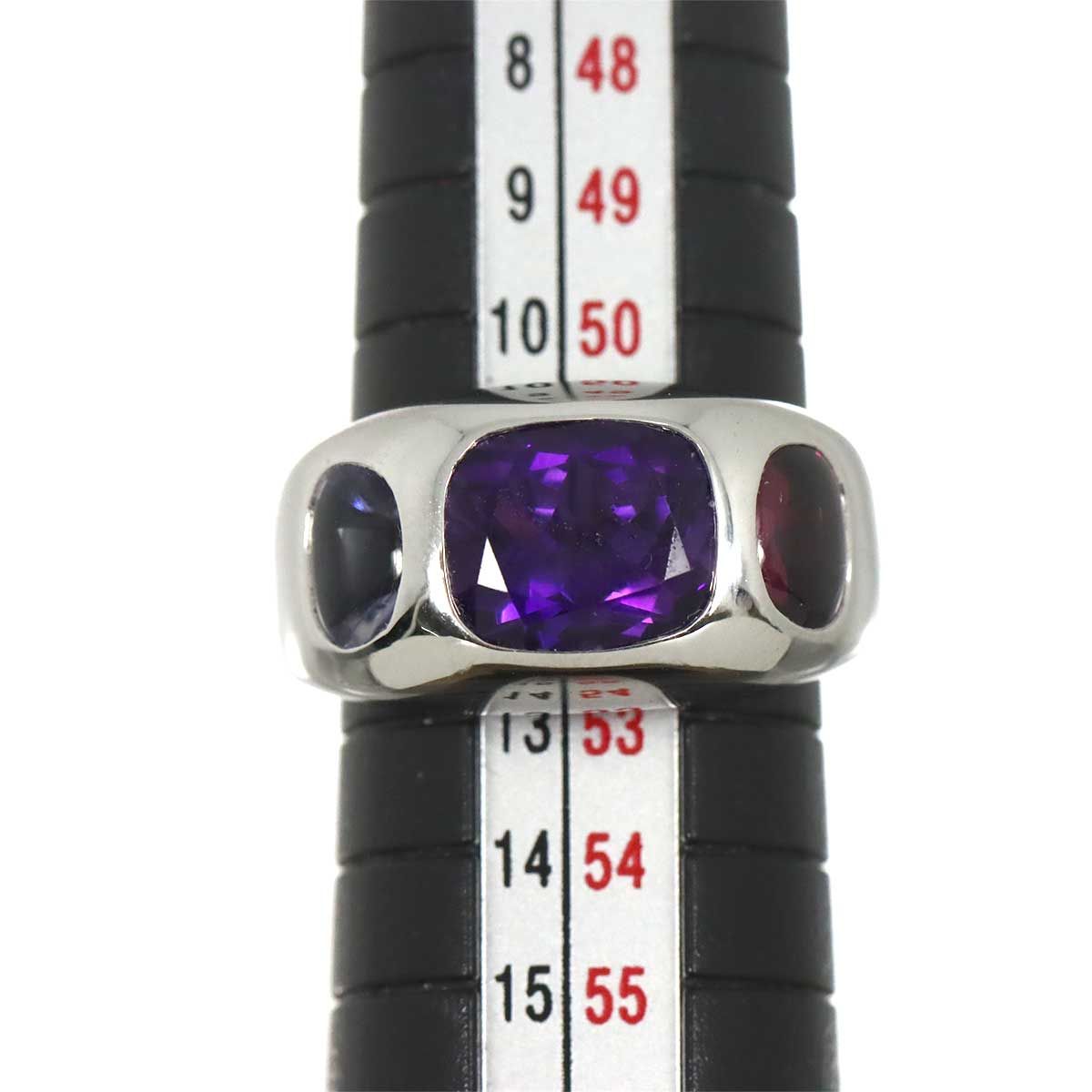 Chanel 52 Baroque Ring Amethyst Iolite Garnet 18k WG White Gold 750 Multi Stone — view 7