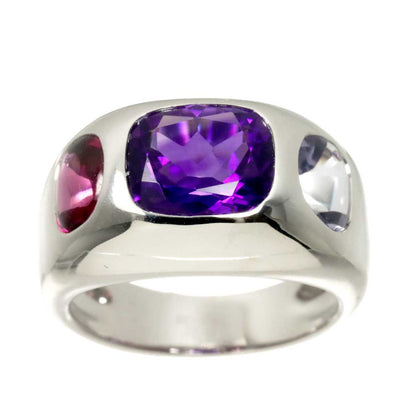 Chanel 52 Baroque Ring Amethyst Iolite Garnet 18k WG White Gold 750 Multi Stone — view 2