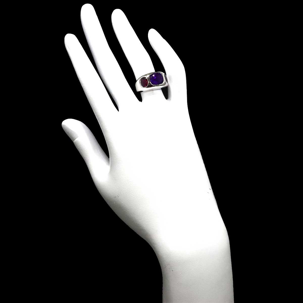 Chanel 52 Baroque Ring Amethyst Iolite Garnet 18k WG White Gold 750 Multi Stone — view 8