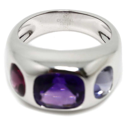 Chanel 52 Baroque Ring Amethyst Iolite Garnet 18k WG White Gold 750 Multi Stone — view 3